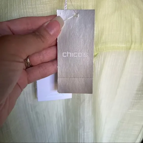 NWT- Chico’s Sheer Delight Emaline L/S Top In Soft Lime- Size 3 (XL) - Picture 14 of 14